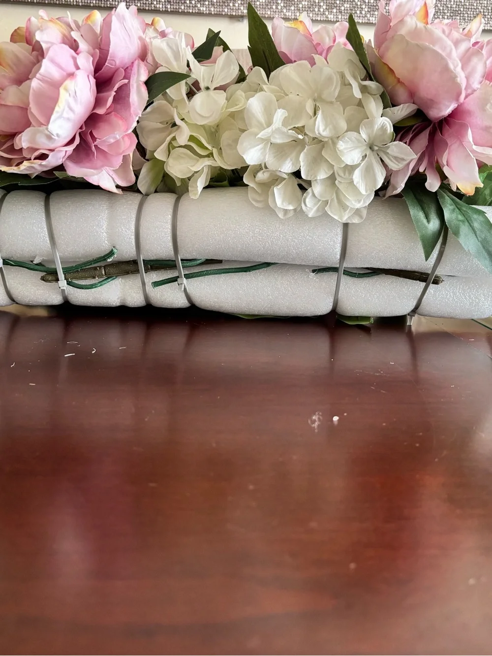 Artificial Pink Peony and White Hydrangea Floral Arrangement - Unbranded